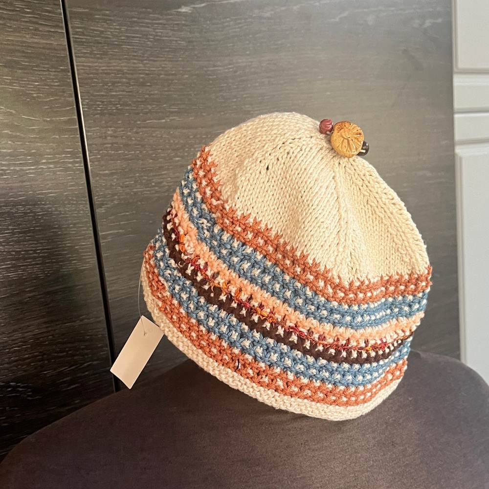 New Handknit Fairisle Beanie Hat Cotton